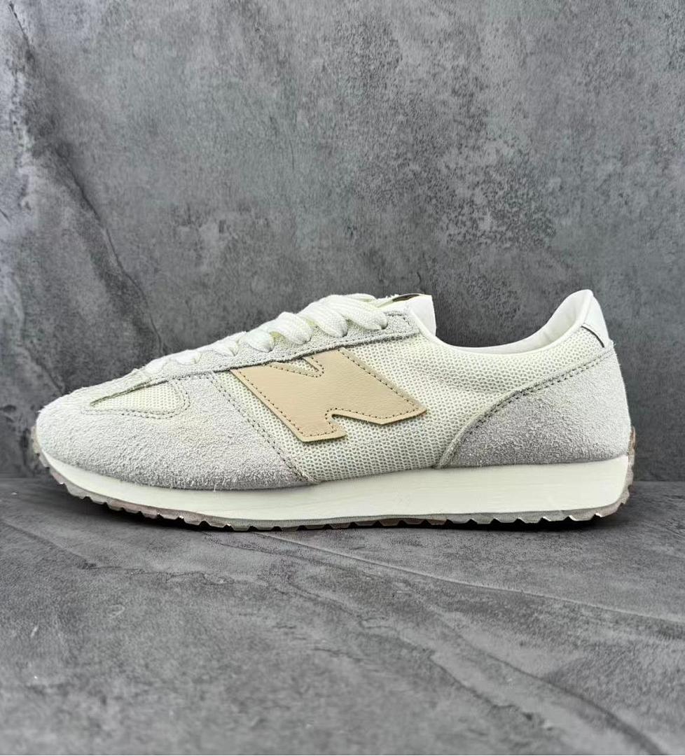 New Balance 320 Vintage Retro Runner Sneakers Cream Beige Grey Suede Mesh Unisex Lifestyle Trainers - Image 2