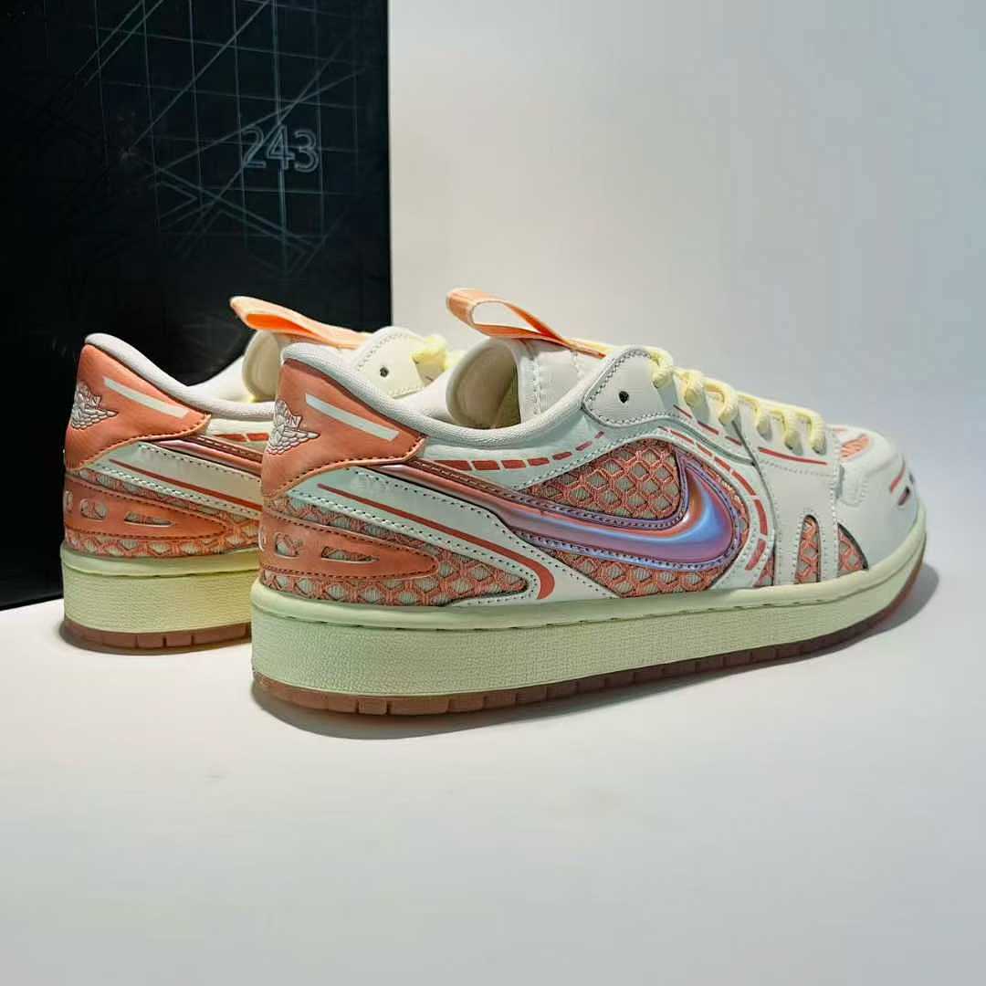 Nike Dunk Low Remastered White Vivid Orange Iridescent Scale Sneakers DX4357-100 - Image 3