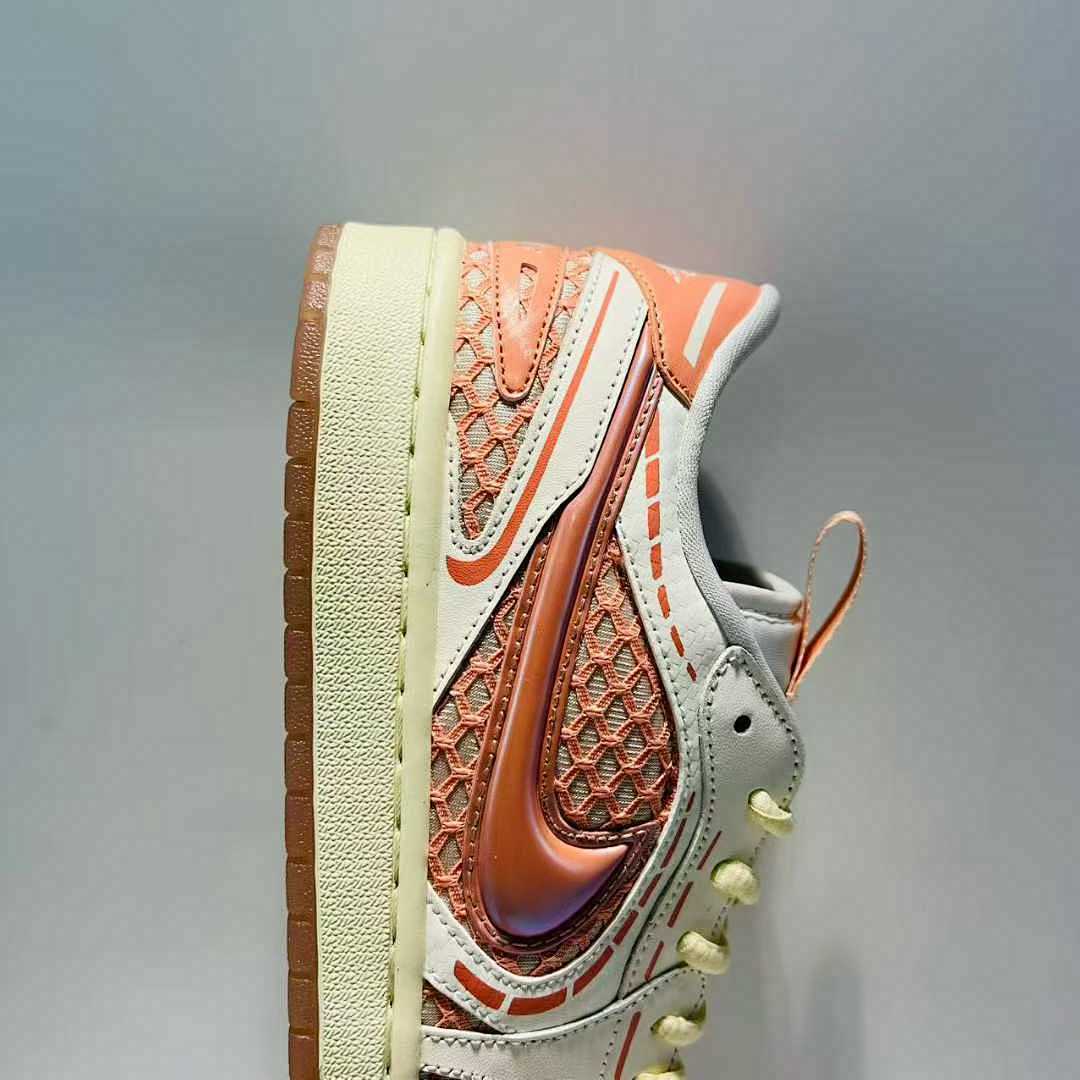 Nike Dunk Low Remastered White Vivid Orange Iridescent Scale Sneakers DX4357-100 - Image 7