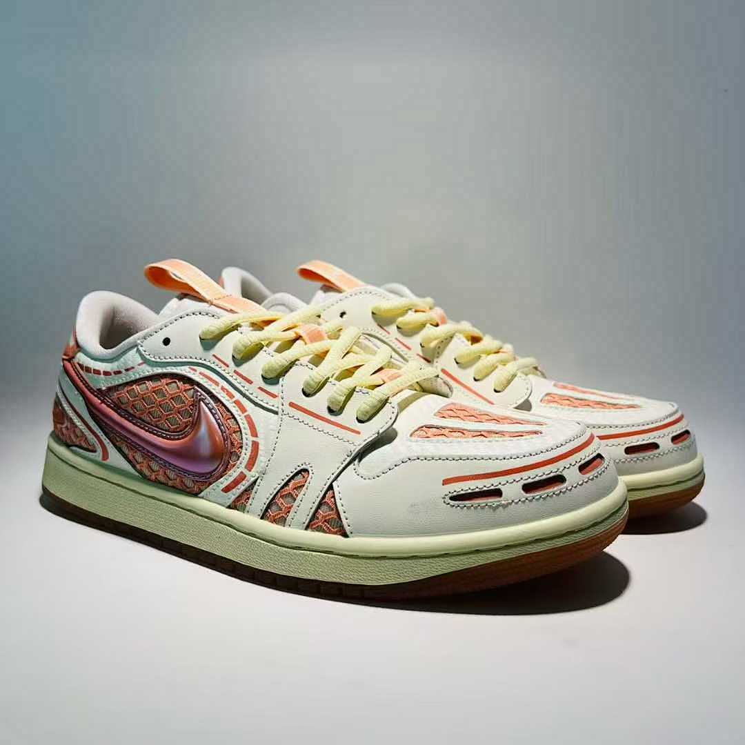 Nike Dunk Low Remastered White Vivid Orange Iridescent Scale Sneakers DX4357-100 - Image 10