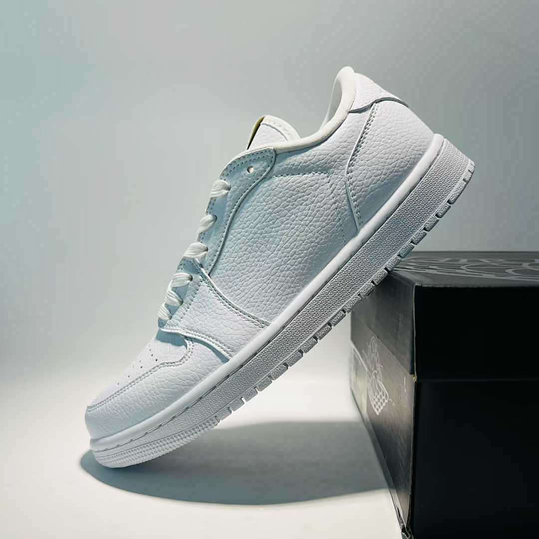 Air Jordan 1 Low Triple White Sneakers 553558-130 DC0774-100 All White Leather Casual Shoes - Image 4