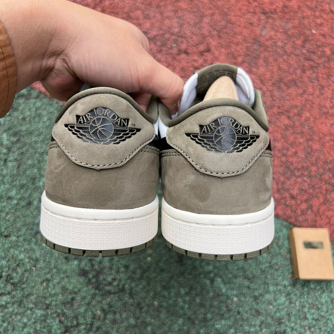 Travis Scott Nike Air Jordan 1 Low OG SP Olive White Black Sail Shoes Sneakers DZ4137-106 - Image 2