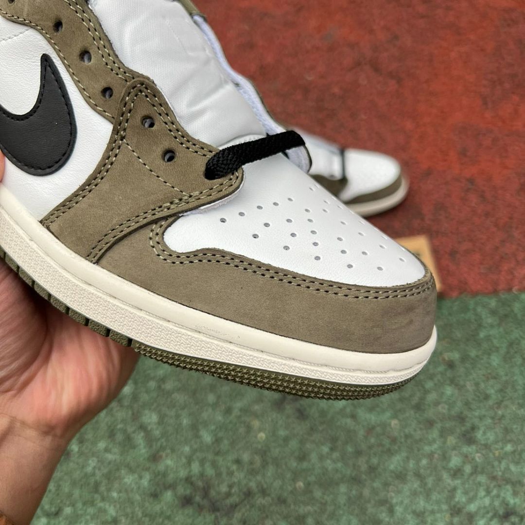 Travis Scott Nike Air Jordan 1 Low OG SP Olive White Black Sail Shoes Sneakers DZ4137-106 - Image 4