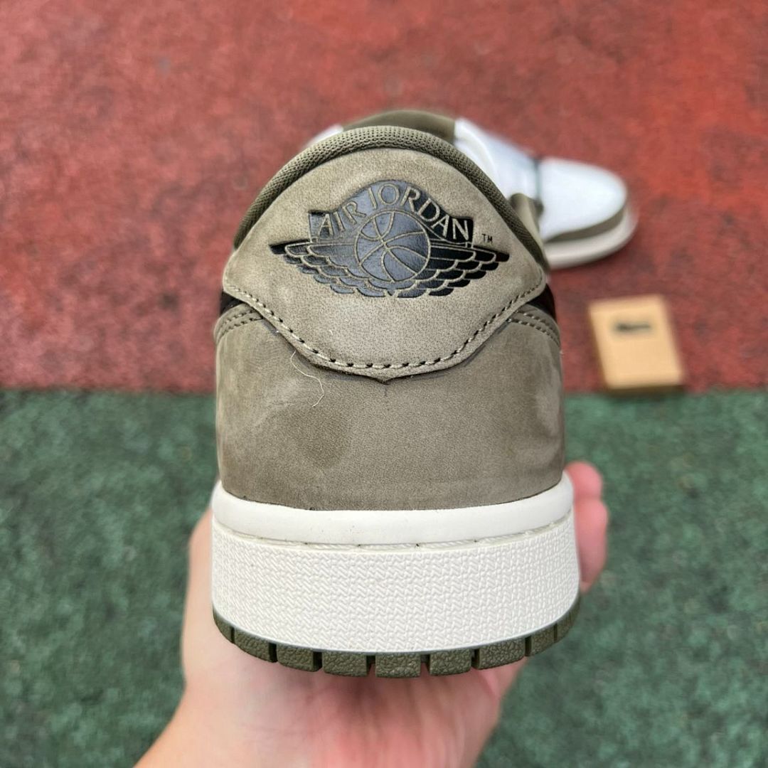 Travis Scott Nike Air Jordan 1 Low OG SP Olive White Black Sail Shoes Sneakers DZ4137-106 - Image 9
