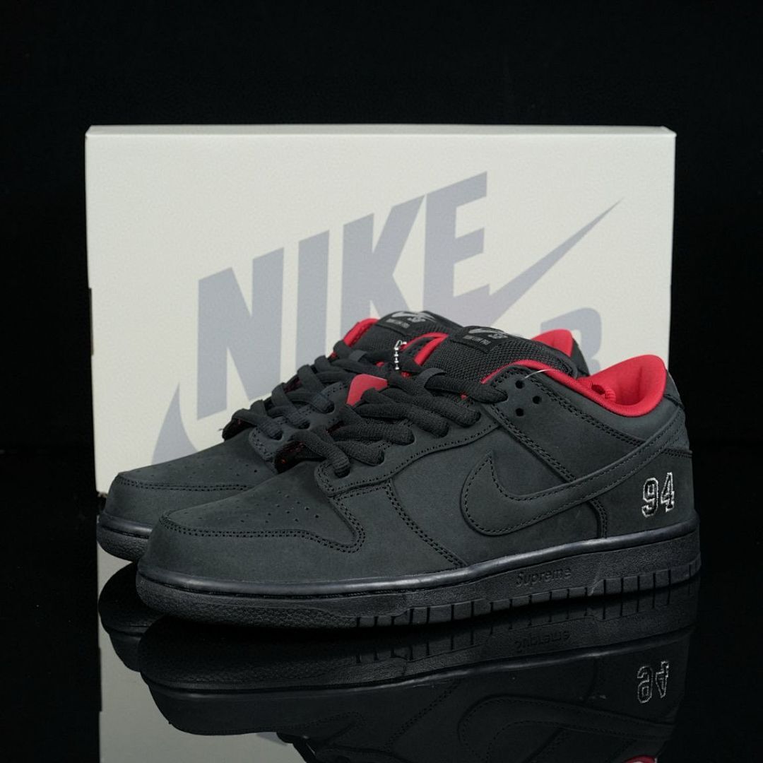 Nike SB Dunk Low Supreme '94 Black Red Sneakers Shoes (436329-001) - Image 6