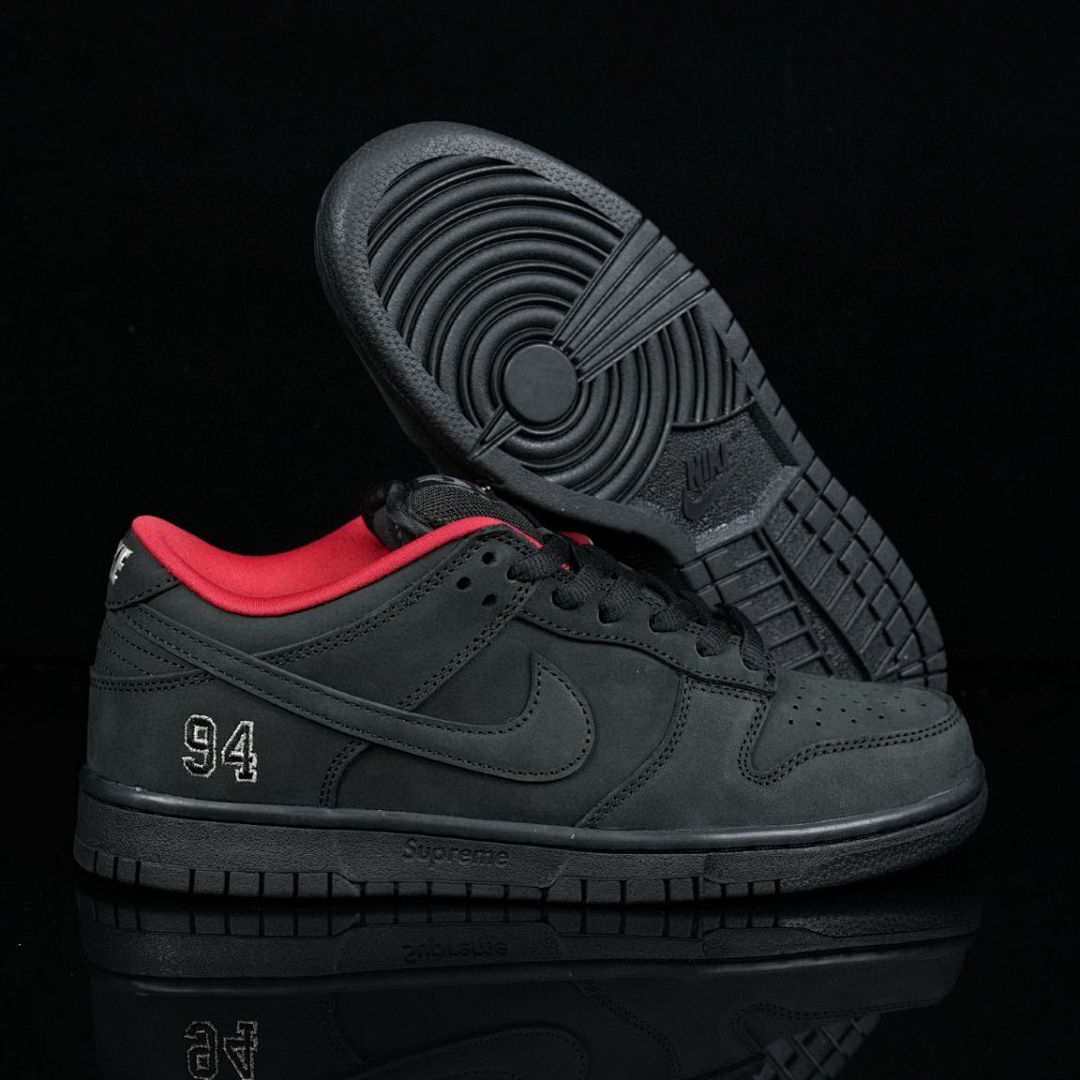 Nike SB Dunk Low Supreme '94 Black Red Sneakers Shoes (436329-001) - Image 8