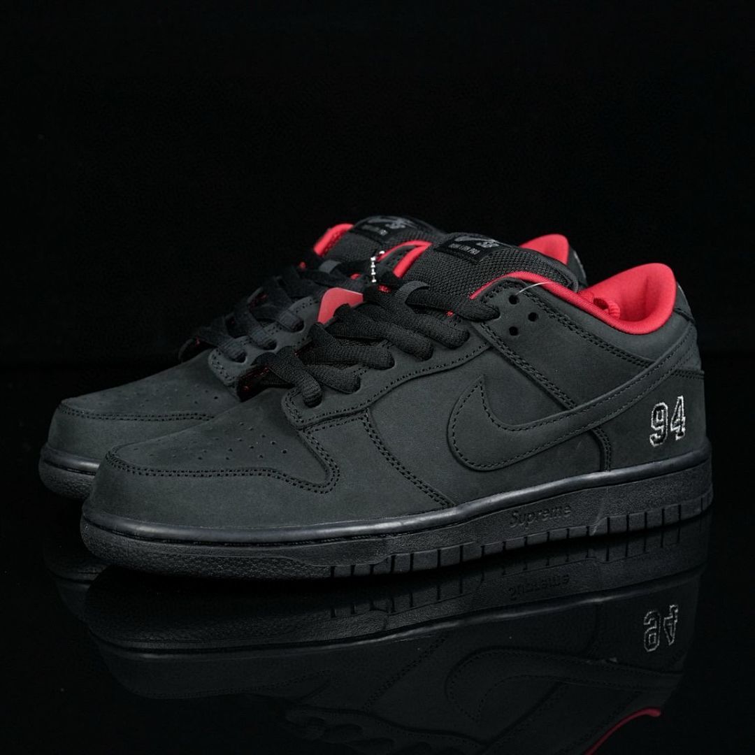Nike SB Dunk Low Supreme '94 Black Red Sneakers Shoes (436329-001) - Image 9
