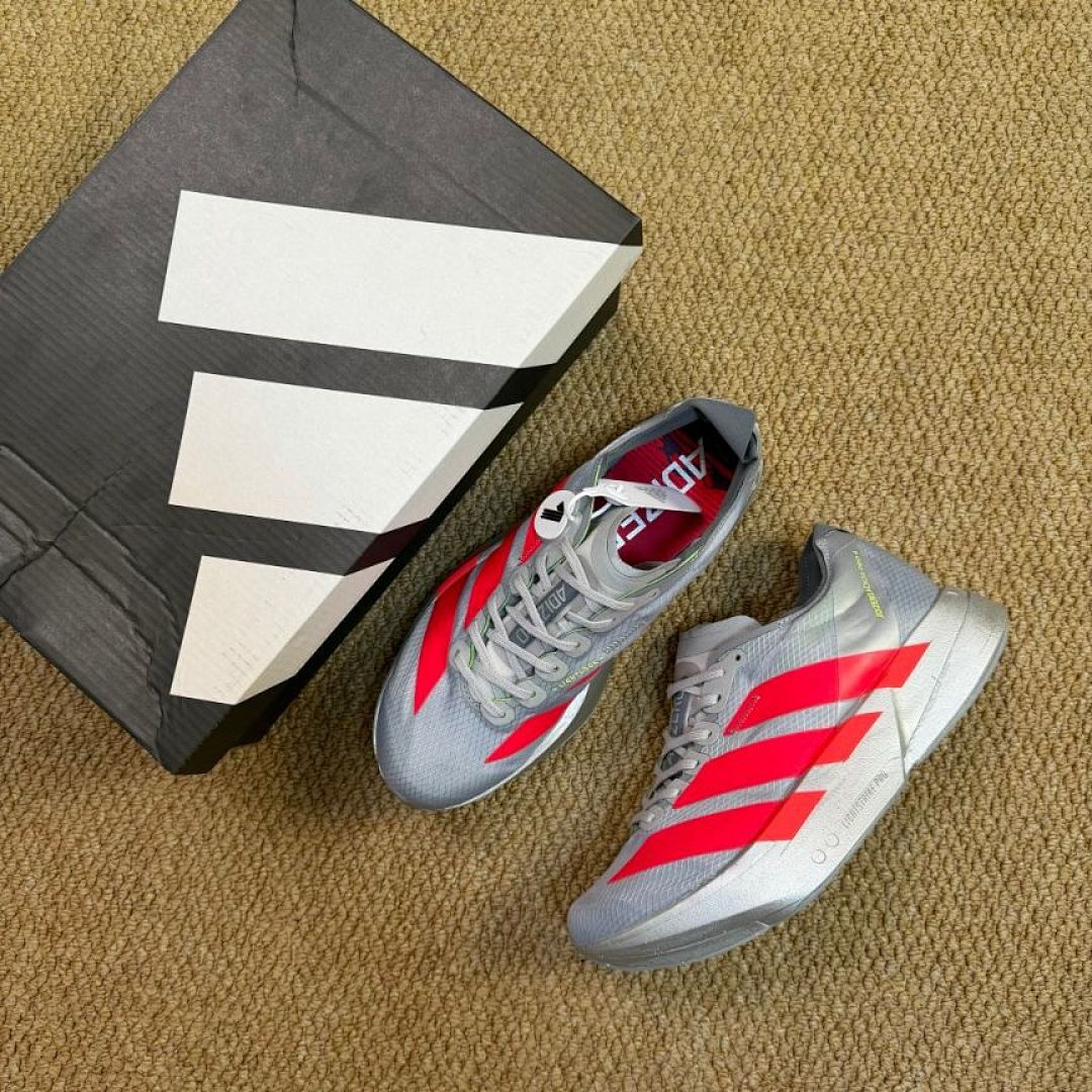 Adidas Adizero Adios Pro 3 Lightstrike Pro Running Shoes Grey Six Solar Red Carbon GW5467 - Image 2