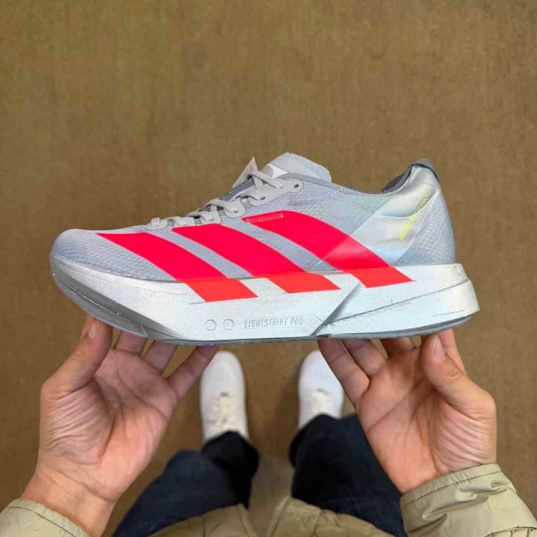 Adidas Adizero Adios Pro 3 Lightstrike Pro Running Shoes Grey Six Solar Red Carbon GW5467 - Image 10