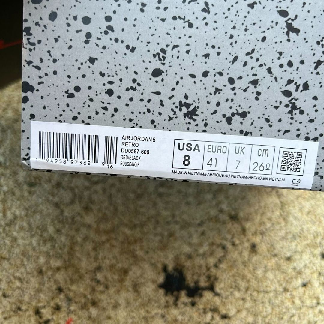 Air Jordan 5 Retro Raging Bull DD0587-600 Men's Varsity Red Suede Black Icy Sole Sneakers - Image 2