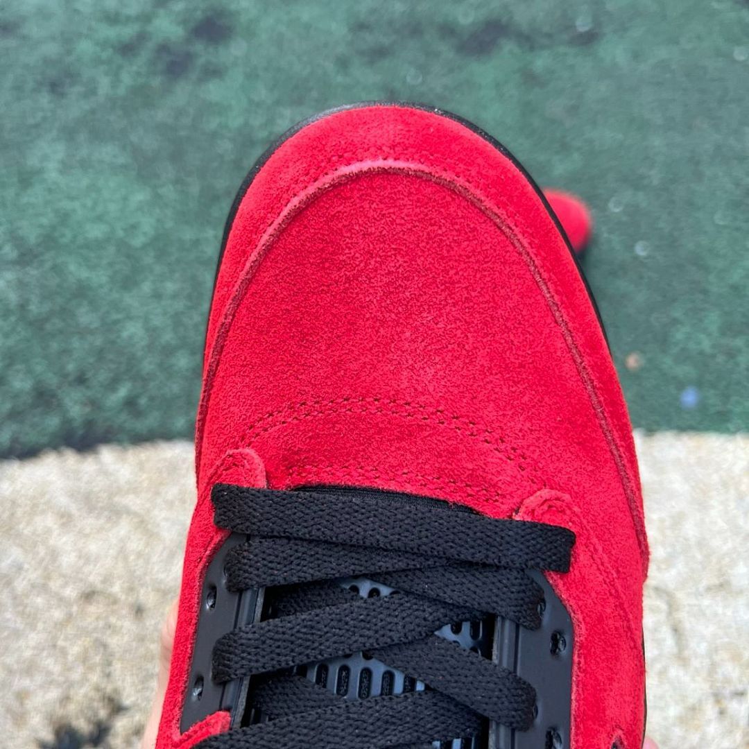 Air Jordan 5 Retro Raging Bull DD0587-600 Men's Varsity Red Suede Black Icy Sole Sneakers - Image 4