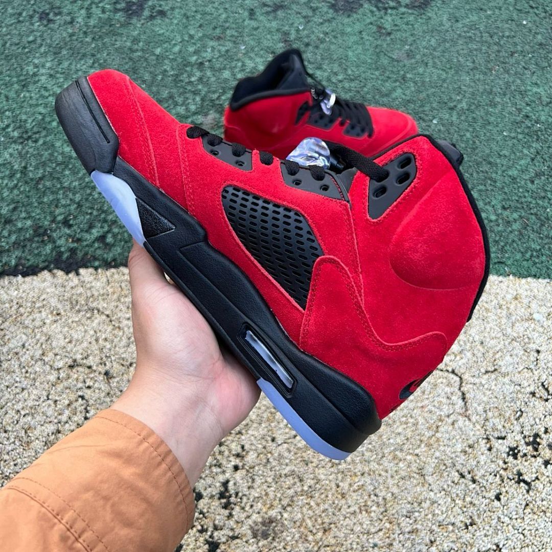 Air Jordan 5 Retro Raging Bull DD0587-600 Men's Varsity Red Suede Black Icy Sole Sneakers - Image 7