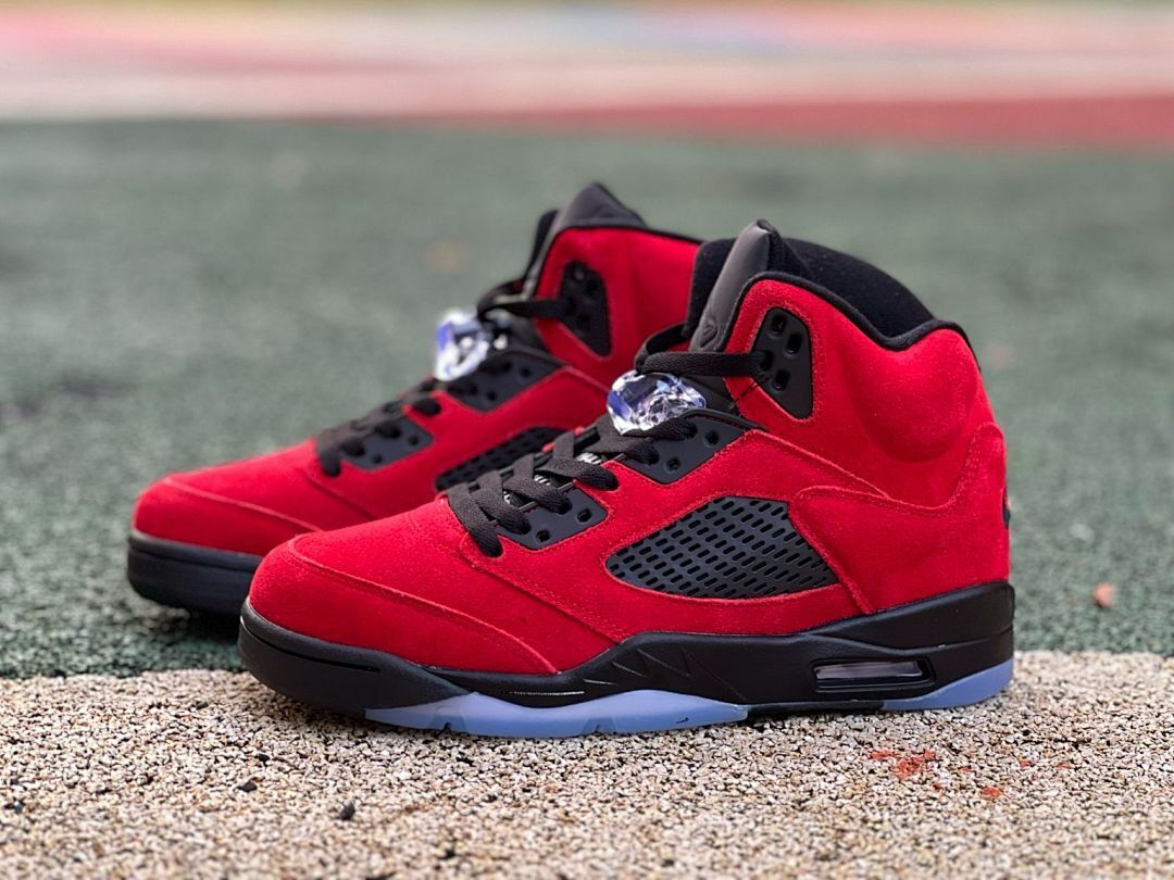 Air Jordan 5 Retro Raging Bull DD0587-600 Men's Varsity Red Suede Black Icy Sole Sneakers - Image 10