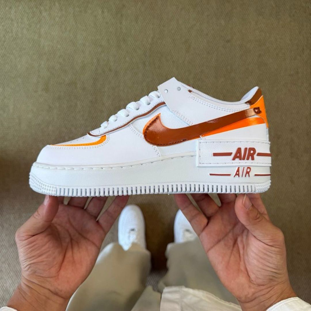 Nike Air Force 1 Shadow Women's White Orange Bronze Gradient Sneakers