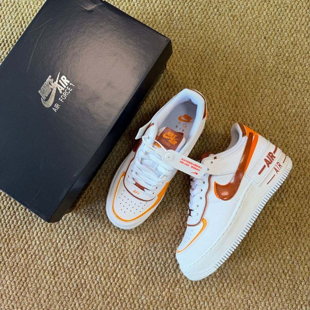 Nike Air Force 1 Shadow Women's White Orange Bronze Gradient Sneakers - Image 2
