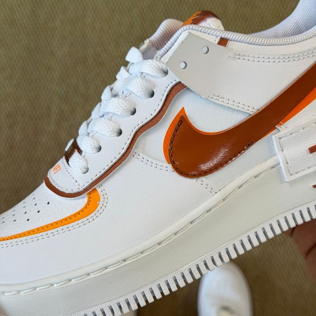 Nike Air Force 1 Shadow Women's White Orange Bronze Gradient Sneakers - Image 4