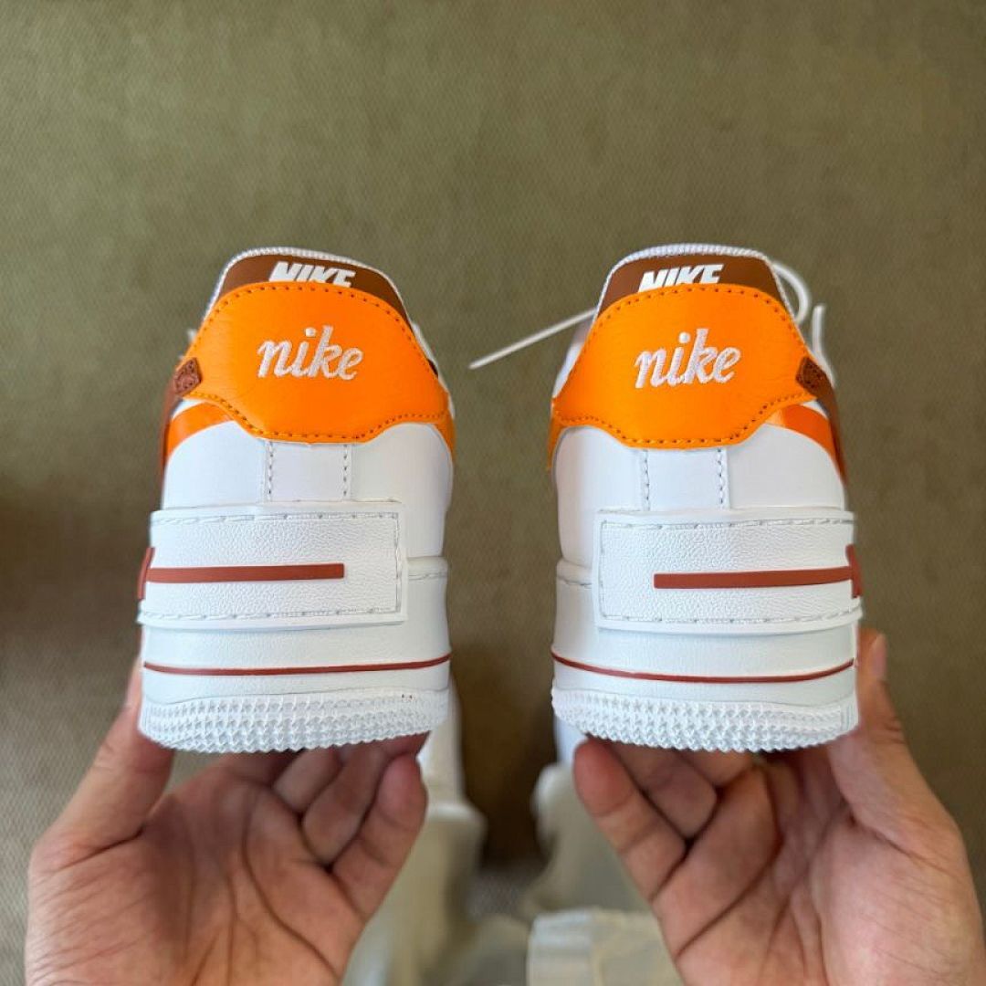 Nike Air Force 1 Shadow Women's White Orange Bronze Gradient Sneakers - Image 6