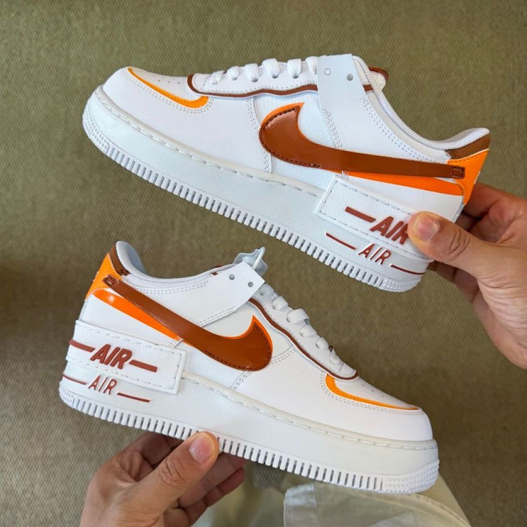 Nike Air Force 1 Shadow Women's White Orange Bronze Gradient Sneakers - Image 8
