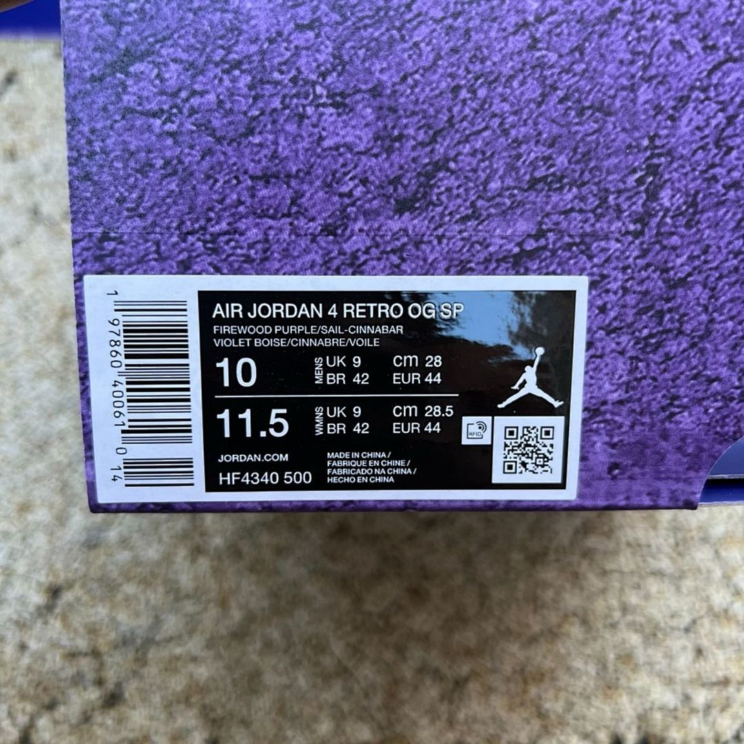 Air Jordan 4 Retro OG BP Purple Youth Sneakers HF4340-500 - Image 2