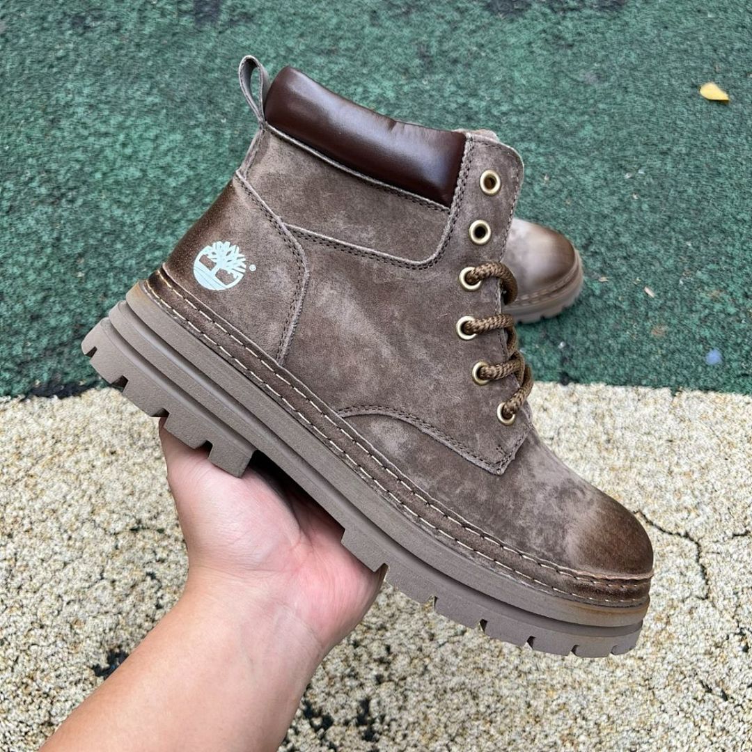 Timberland Men's Dark Brown Nubuck Waterproof Ankle Boots Stacked Lug Sole - Image 10