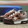 Louis Vuitton LV Trainer Sneaker Men's Brown Python-Effect Leather & Mesh Low Top Luxury Shoes