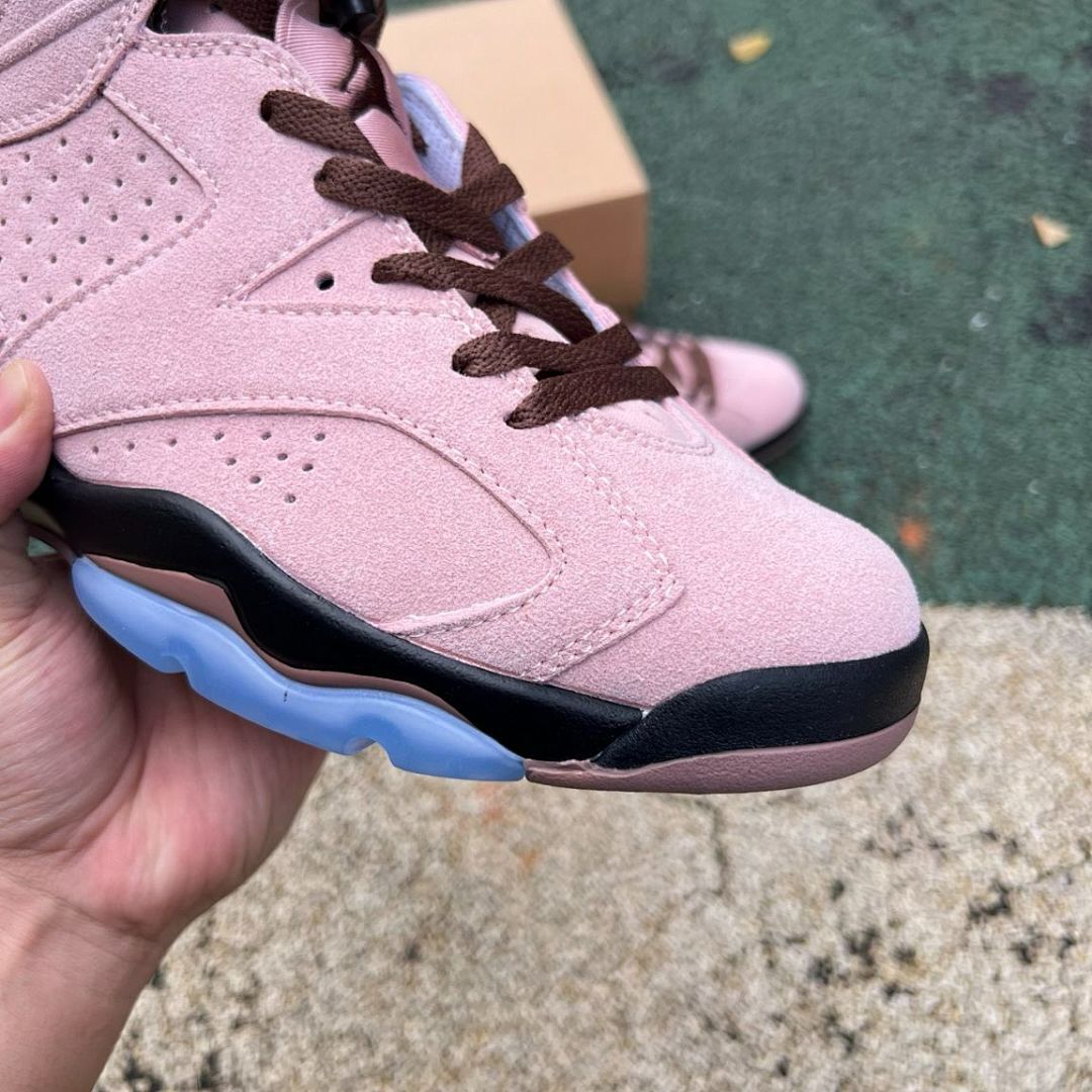 Air Jordan 6 Retro Travis Scott Pink Suede F&F Friends & Family Limited Edition Sneakers - Image 3