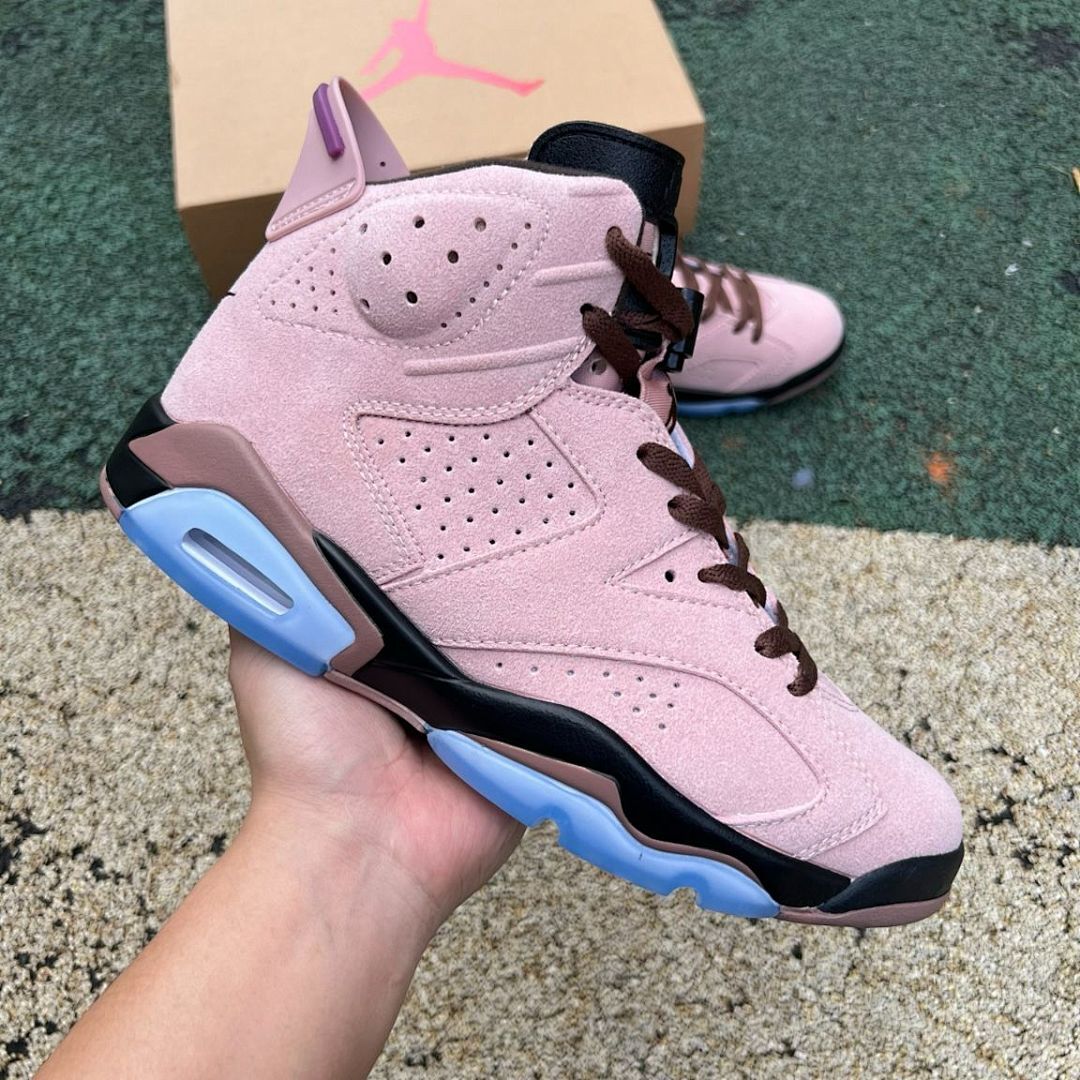 Air Jordan 6 Retro Travis Scott Pink Suede F&F Friends & Family Limited Edition Sneakers - Image 9