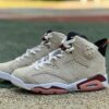 Nike Air Jordan 6 Retro Light Bone Burgundy Pink Suede Sneakers