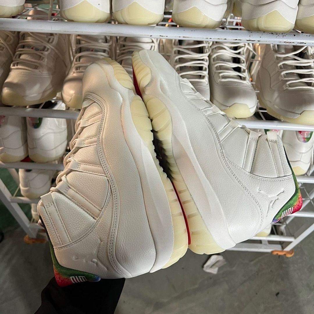 Air Jordan 11 Retro Craft White Tumbled Leather Multi-Color 23 - Image 3