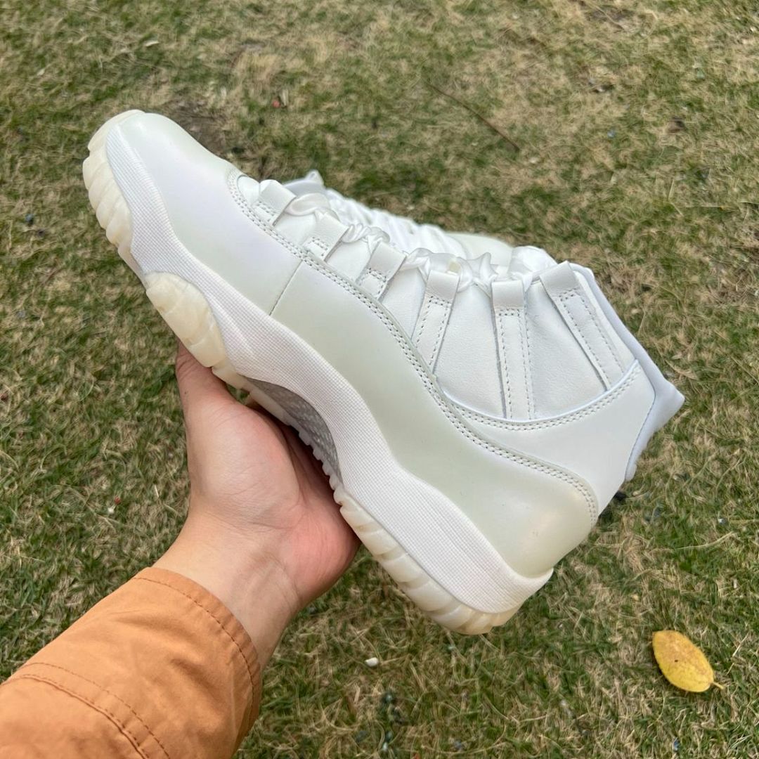 Air Jordan 11 Retro White Iridescent Metallic Silver Vast Grey GS Sneakers 378038-100 - Image 8