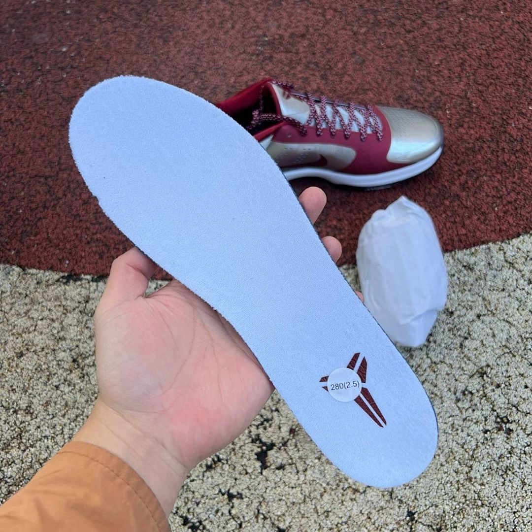 Nike Zoom Kobe 5 V Protro Metallic Silver Maroon White Basketball Shoes, Men's Athletic Sneakers, Kobe Bryant Footwear - Image 7