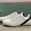 Unisex Cream Casual Low-Top Sneakers with Black Side Stripe