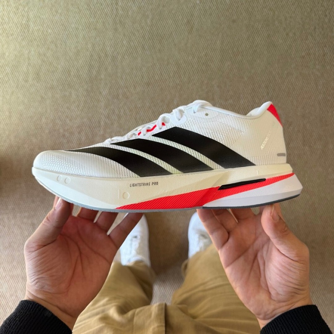 Adidas Adizero Adios Pro 3 Men's Running Race Shoes Cloud White Core Black Solar Red Lightstrike Pro Carbon Plate HQ8438