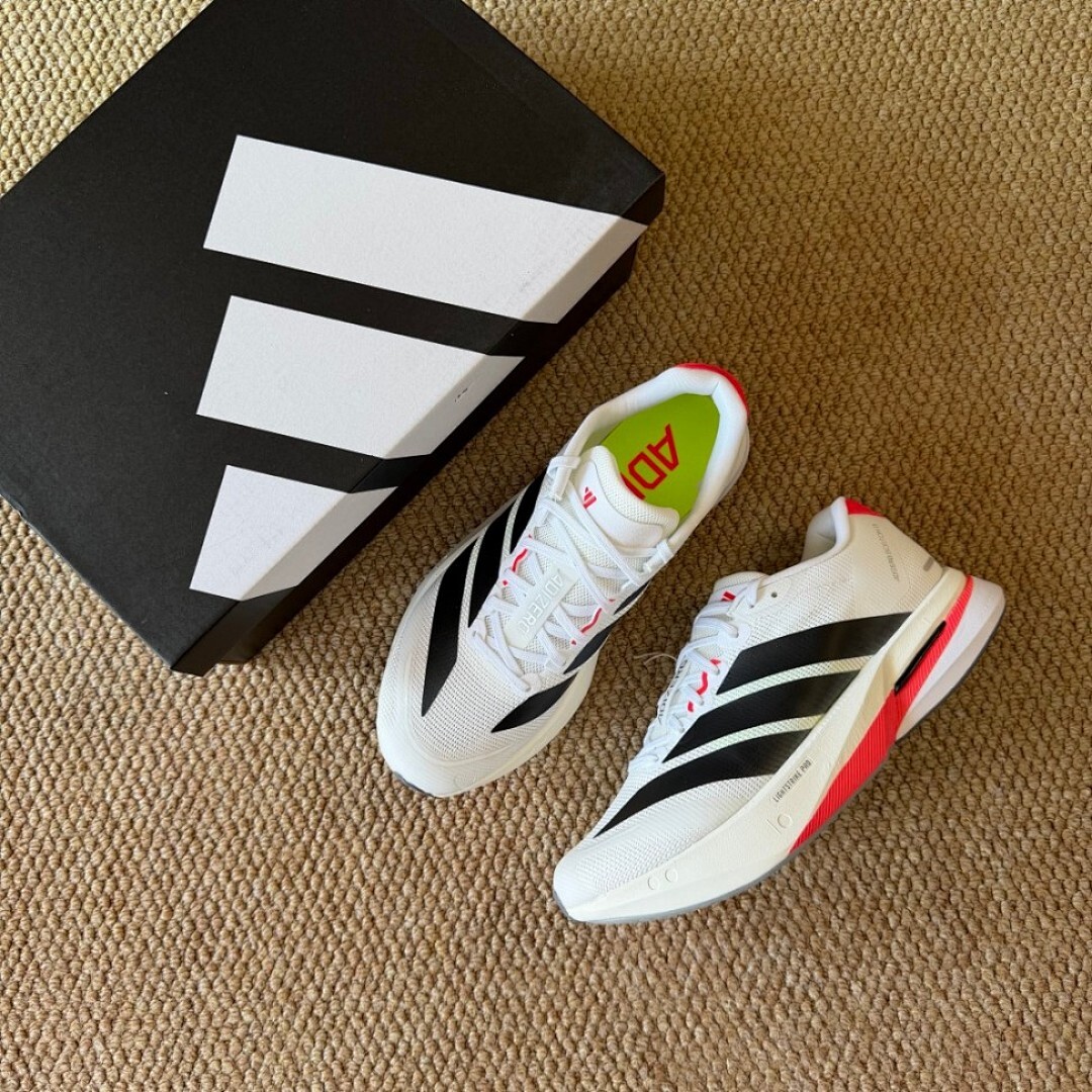 Adidas Adizero Adios Pro 3 Men's Running Race Shoes Cloud White Core Black Solar Red Lightstrike Pro Carbon Plate HQ8438 - Image 2