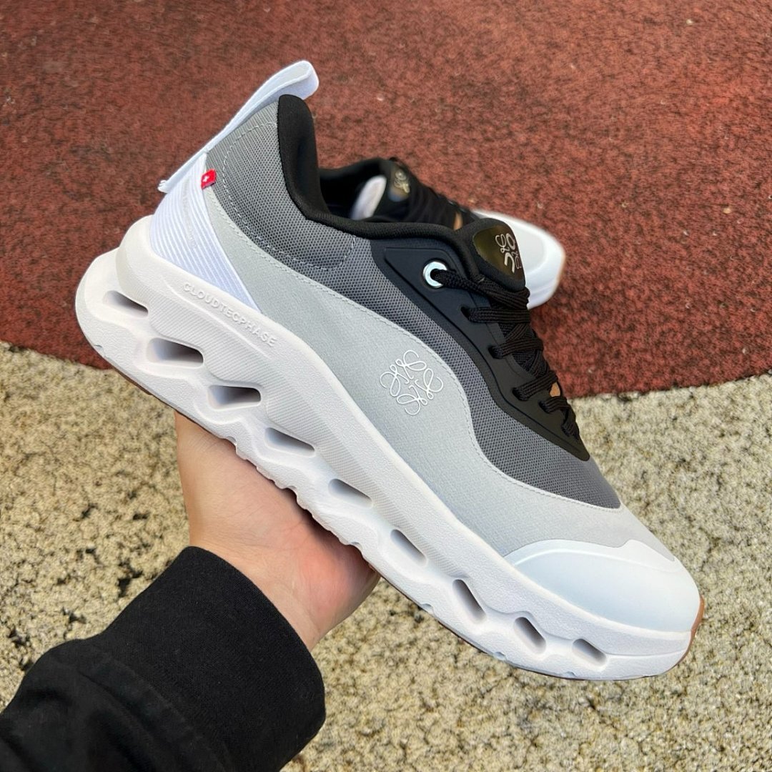 On Cloud Tеophase Running Shoes Lifestyle Sneakers Black White Grey Gum - Image 9