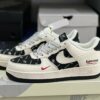 Nike Air Force 1 Low Custom Balenciaga Monogram Cream Black Red Sneakers