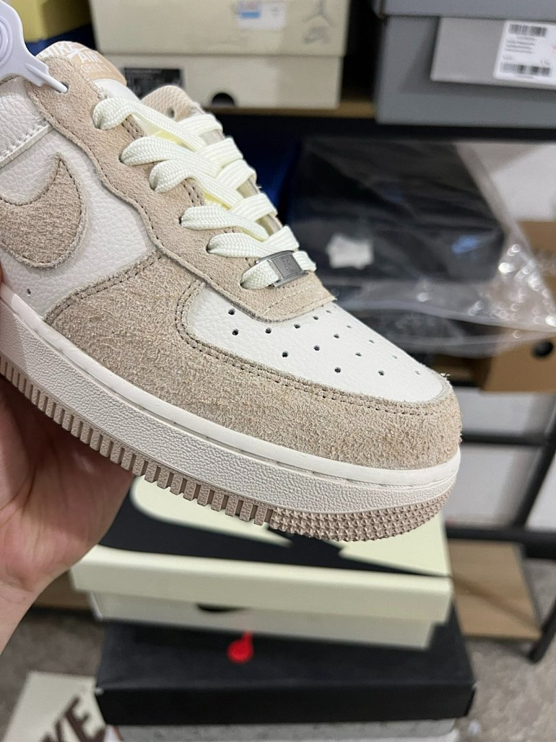 Nike Air Force 1 Low Fauna Brown Sail Light Gum Brown Shaggy Suede Leather Sneakers AF1 DV7584-100 - Image 3