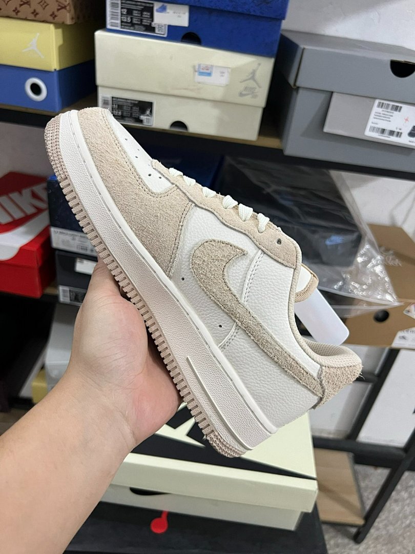 Nike Air Force 1 Low Fauna Brown Sail Light Gum Brown Shaggy Suede Leather Sneakers AF1 DV7584-100 - Image 7