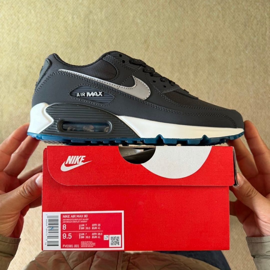 Nike Air Max 90 Black Iron Grey White Photo Blue Men's Lifestyle Sneakers Shoes DQ8974-001 - Image 3