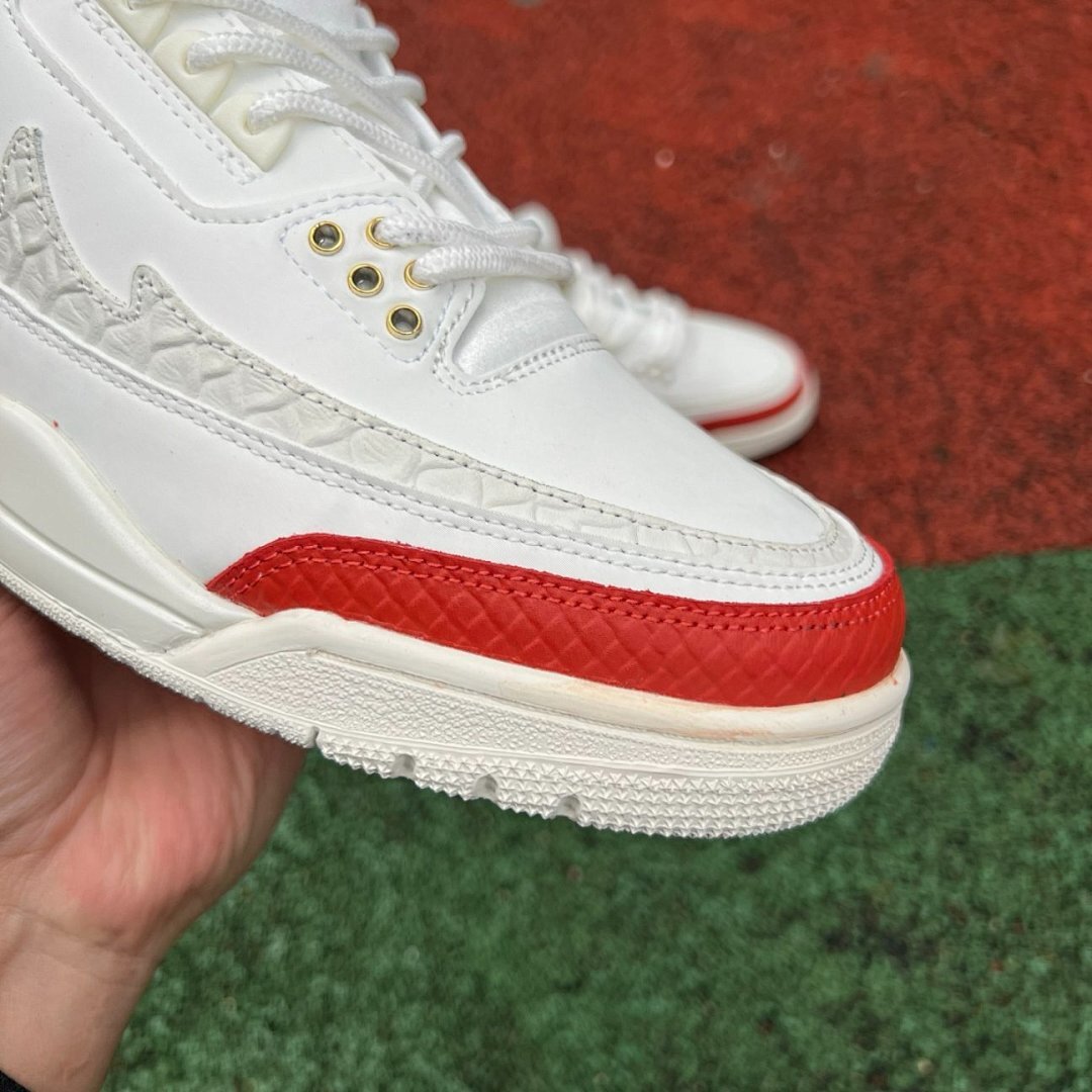 Air Jordan 3 Retro "Medusa" White Red Green Gold Snakeskin Pattern Custom Sneakers Shoes - Image 4