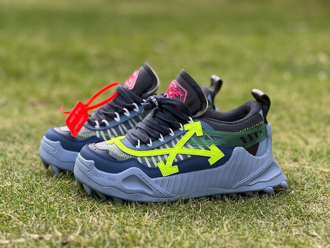 Off-White ODSY-1000 Sneakers Navy Blue Grey Neon Green