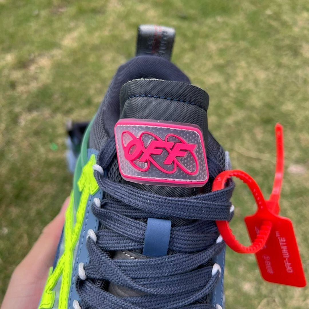 Off-White ODSY-1000 Sneakers Navy Blue Grey Neon Green - Image 5