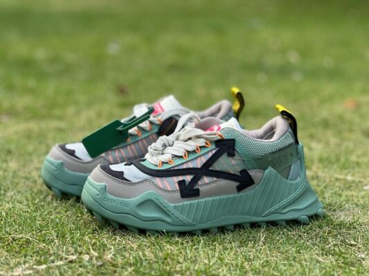 Off-White ODSY-1000 Mint Green Grey Black Chunky Trail Running Sneakers