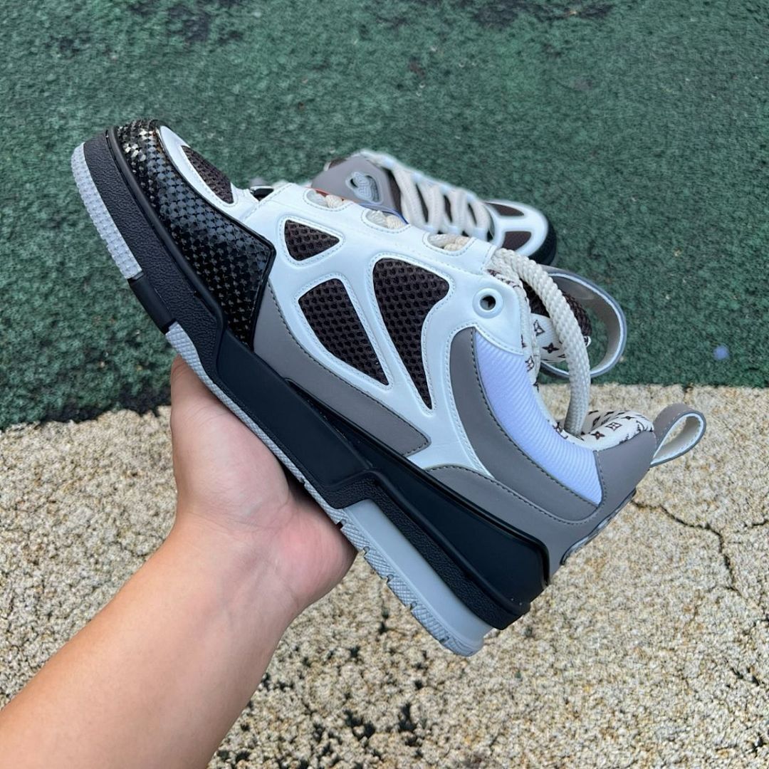 Louis Vuitton LV Trainer Sneaker Men's White Brown Monogram Mesh Leather Shoes 1AAXQ2 - Image 7