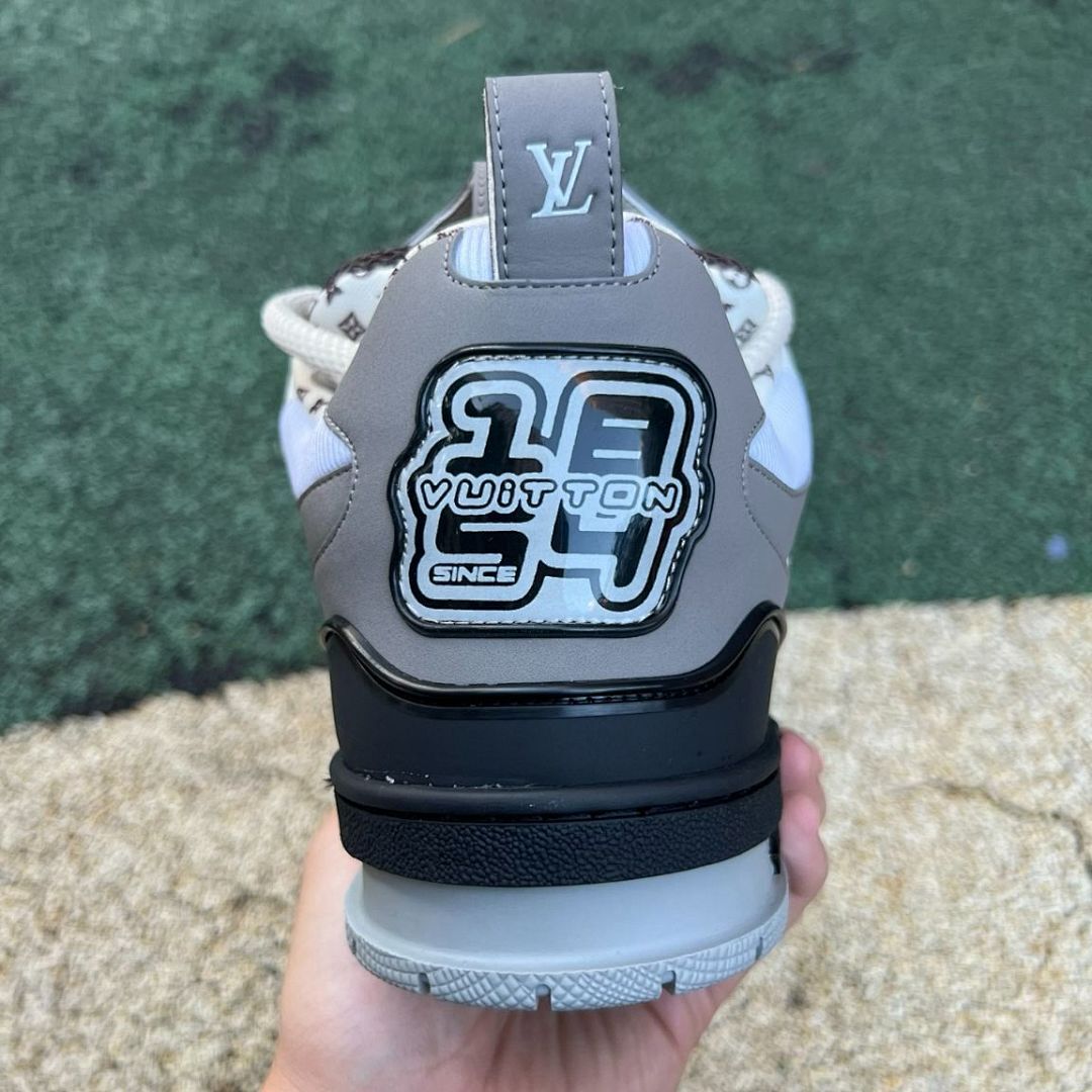Louis Vuitton LV Trainer Sneaker Men's White Brown Monogram Mesh Leather Shoes 1AAXQ2 - Image 8
