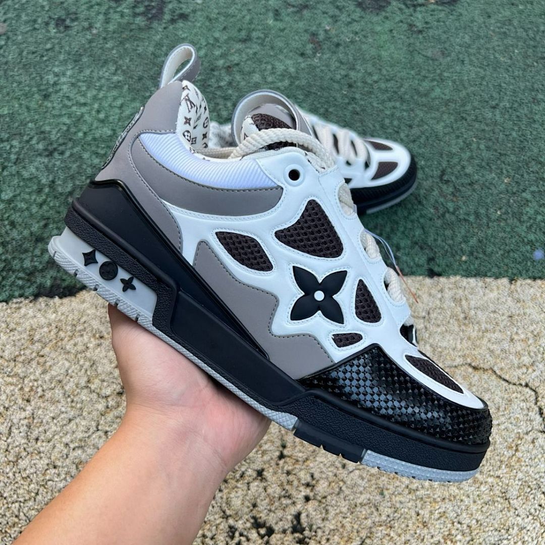 Louis Vuitton LV Trainer Sneaker Men's White Brown Monogram Mesh Leather Shoes 1AAXQ2 - Image 9