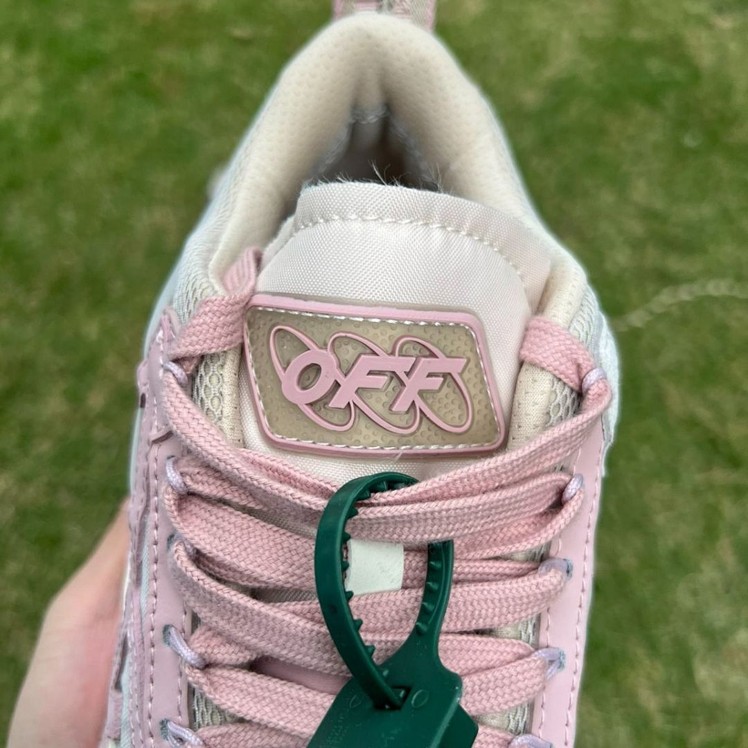 Off-White ODSY-1000 Pink White Cream Luxury Designer Chunky Sneakers - Image 5