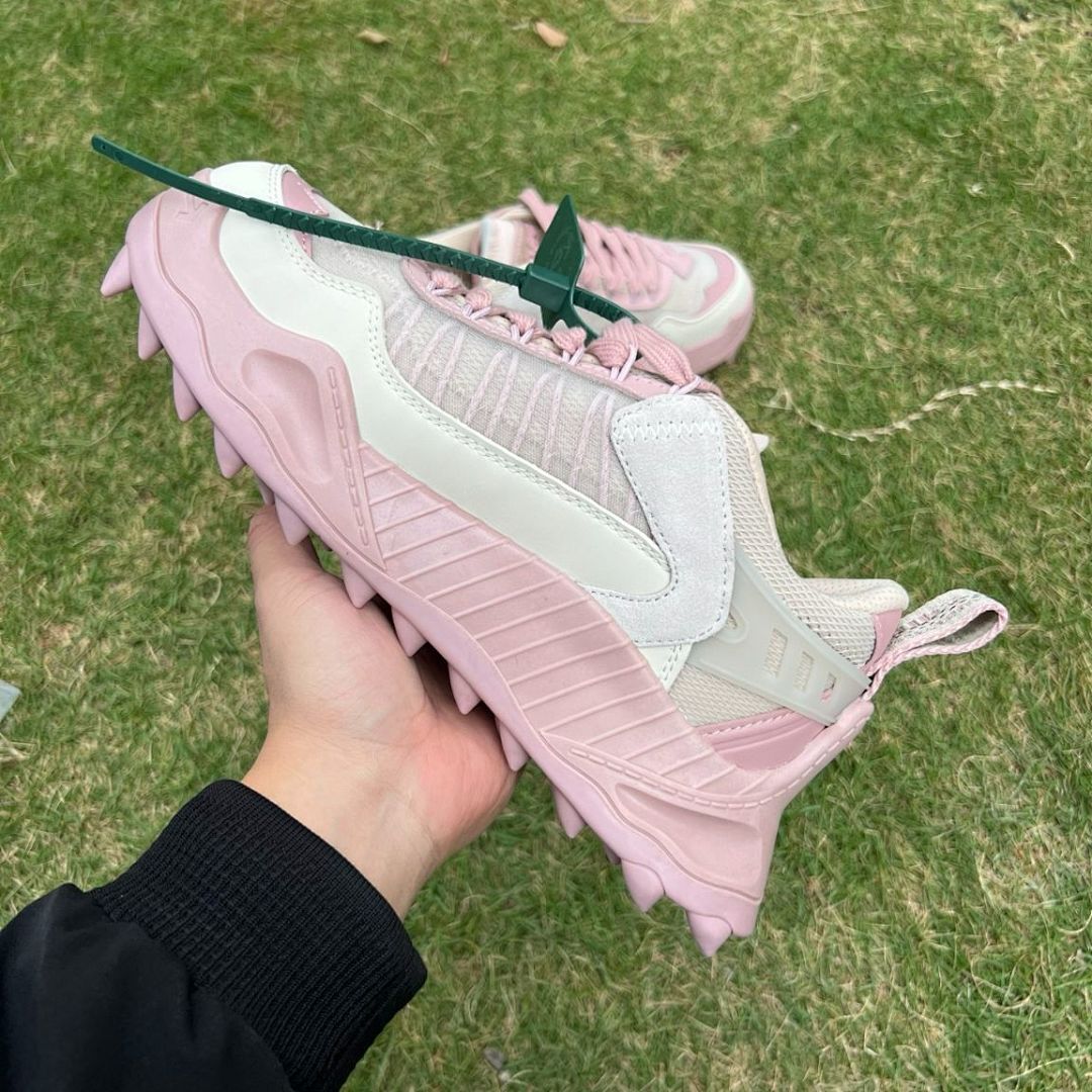 Off-White ODSY-1000 Pink White Cream Luxury Designer Chunky Sneakers - Image 7