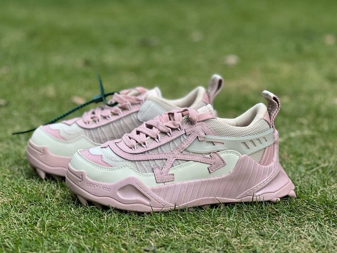 Off-White ODSY-1000 Pink White Cream Luxury Designer Chunky Sneakers - Image 10