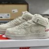 Supreme x Nike Air Force 1 Mid 'Light Bone' DR5056-002 Sneakers Shoes Cream Off-White